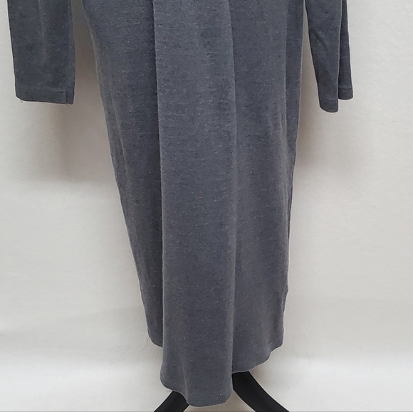 RARE Vintage 90s J. Crew Grey Cotton Mock Neck Long Sleeve Midi Sweater Dress L - Picture 12 of 13